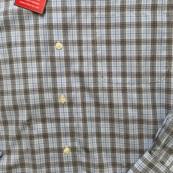 Roundtree & Yorke Blue and Gray Casual Button Down Shirt - Picture 11 of 12